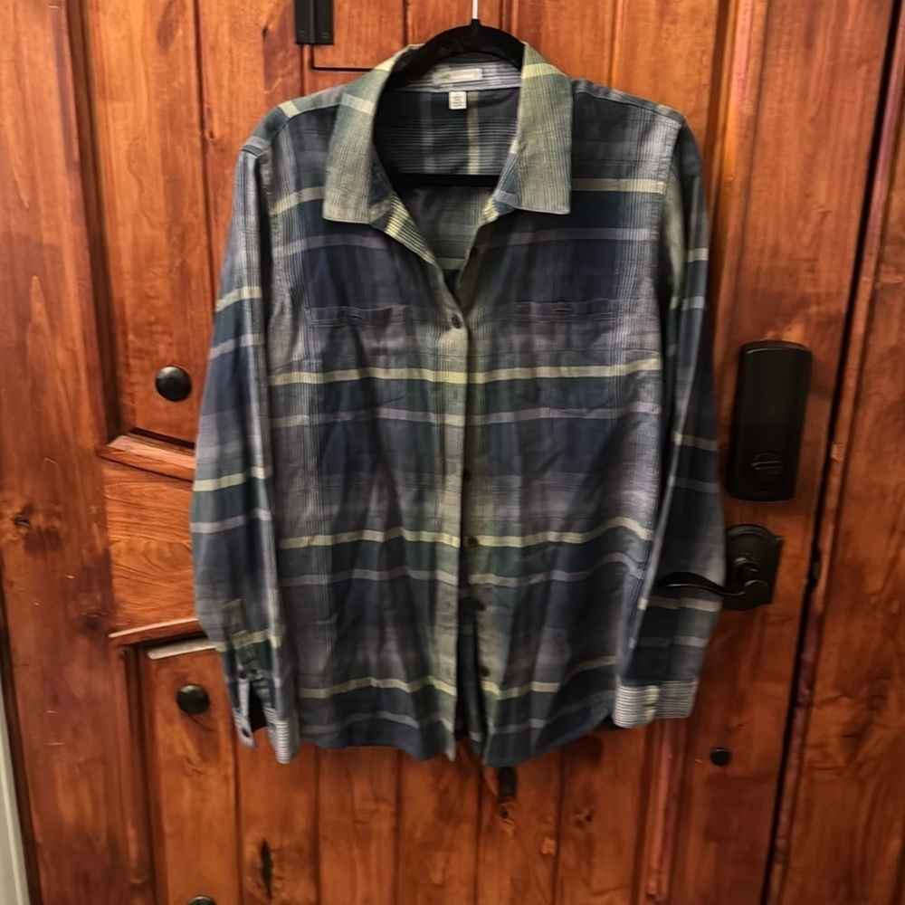 Horny Toad plaid soft women’s organic cotton shirt size large